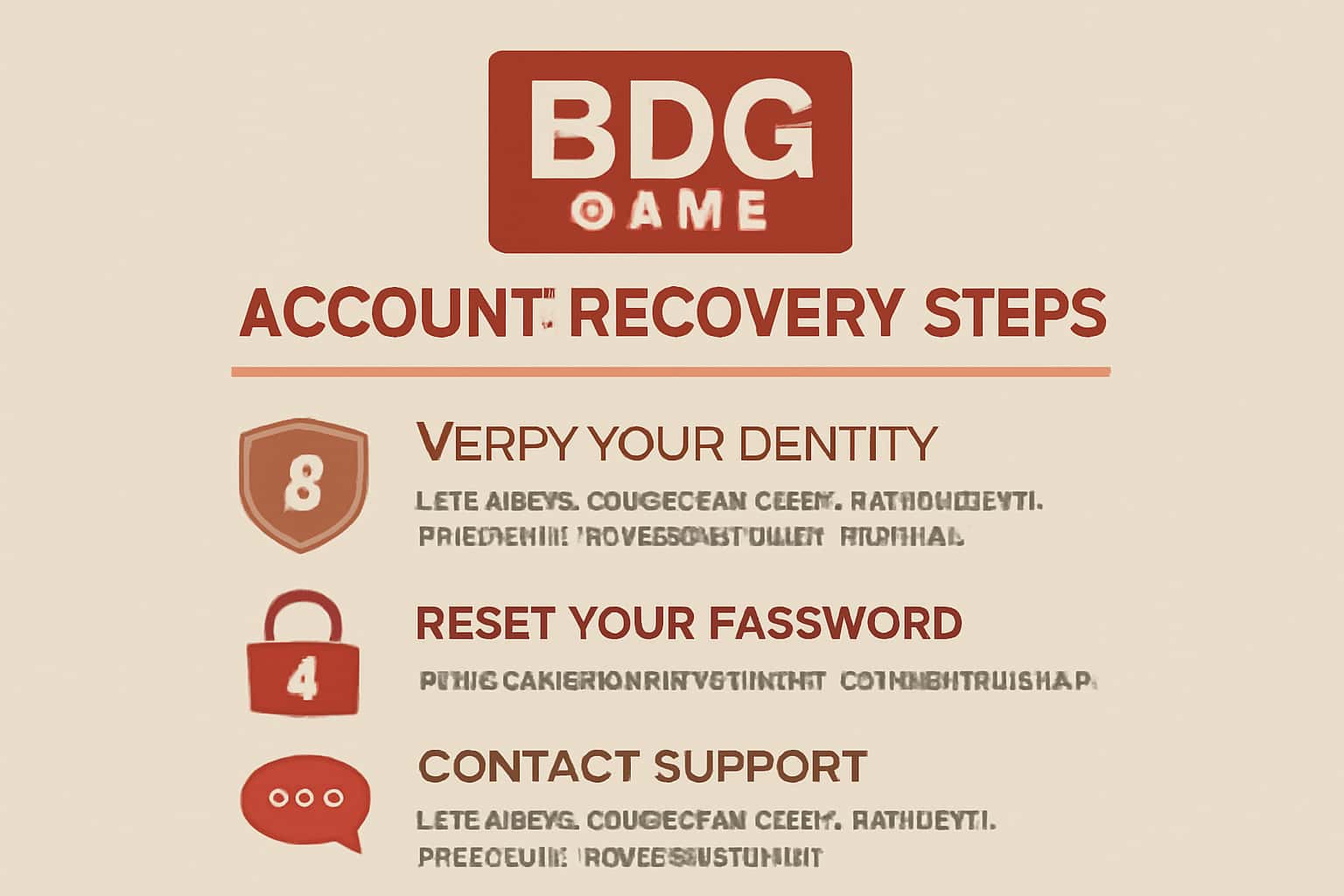 Visual representation of account recovery steps for BDG Game.