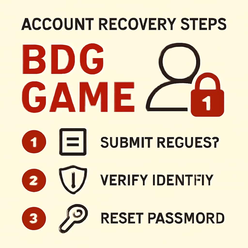 Illustration explaining account recovery steps for BDG Game.